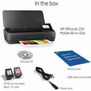 HP OfficeJet 250 Wireless Mobile All-in-One Printer (Print, Scan, Copy, Wi-Fi, USB, 4800×1200 DPI)