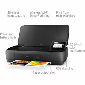 HP OfficeJet 250 Wireless Mobile All-in-One Printer (Print, Scan, Copy, Wi-Fi, USB, 4800×1200 DPI)