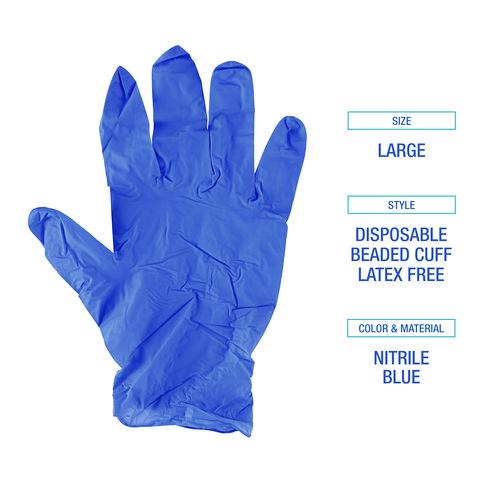 380 Series Disposable General-Purpose Nitrile Gloves, Powder-Free, Large, 4 mil Thick, 9.5" Long, Blue, 100/Box
