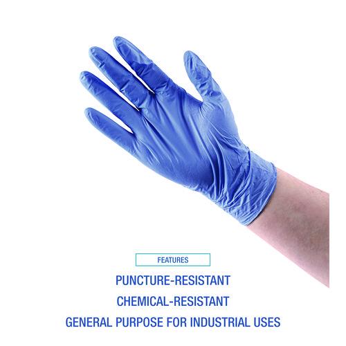 380 Series Disposable General-Purpose Nitrile Gloves, Powder-Free, Large, 4 mil Thick, 9.5" Long, Blue, 100/Box