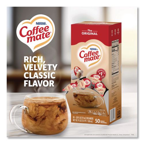 Liquid Coffee Creamer, Original, 0.38 oz Mini Cups, 50/Box