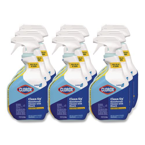CloroxPro Clean-Up Disinfectant Cleaner with Bleach, Fresh Scent, 32 oz Smart Tube Spray Bottle, 9/Carton