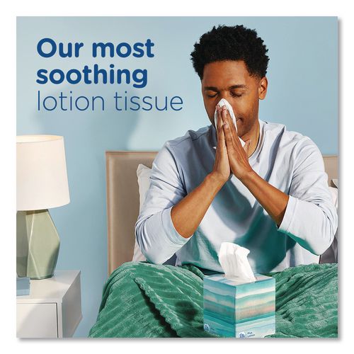 Plus Lotion Facial Tissue, 2-Ply, White, 124 Sheets/Box, 3 Box/Pack