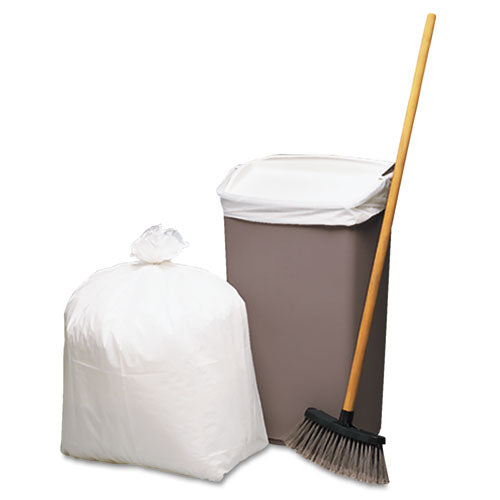 Linear-Low-Density Recycled Tall Kitchen Bags, Open-Face, 13 gal, 24" x 33", White, 15 Bags/Roll, 10 Rolls/Box