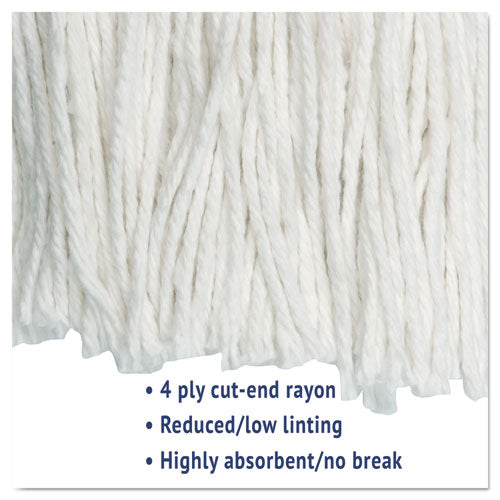 Cut-End Wet Mop Head, Rayon, #24, White