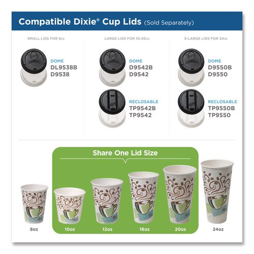 PerfecTouch Paper Hot Cups, 12 oz, Coffee Haze Design, 25/Sleeve, 20 Sleeves/Carton