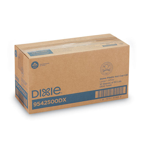 Dome Lid, Fits 10 oz to 16 oz PerfecTouch Hot Cups/12 oz to 20 oz WiseSize Hot Cups, Plastic, White, 500/Carton