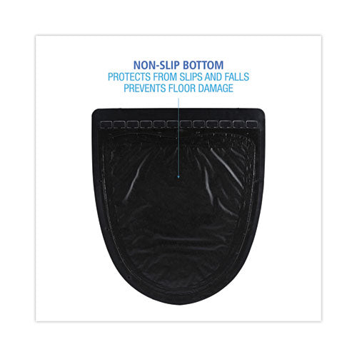 Disposable Urinal Floor Mat 2.0, Shield-Shaped, Black/Gray Slip-Resistant Surface, 17.5" x 20", 6/Carton