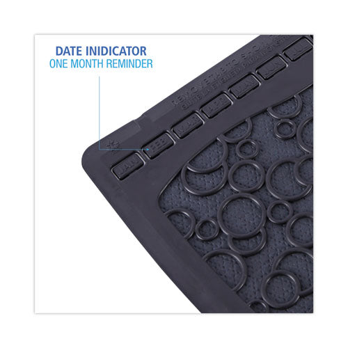 Disposable Urinal Floor Mat 2.0, Shield-Shaped, Black/Gray Slip-Resistant Surface, 17.5" x 20", 6/Carton