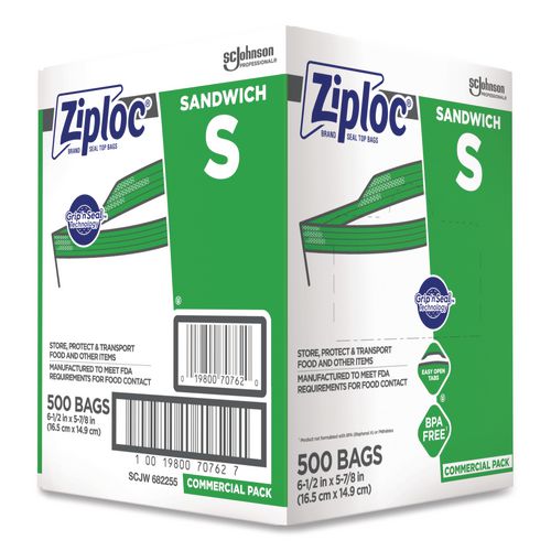 Resealable Sandwich Bags, 6.5" x 6", Clear, 500/Box