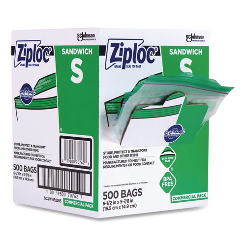 Resealable Sandwich Bags, 6.5" x 6", Clear, 500/Box